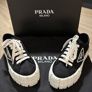 Prada Double Wheel Black Sneakers Size 37/7